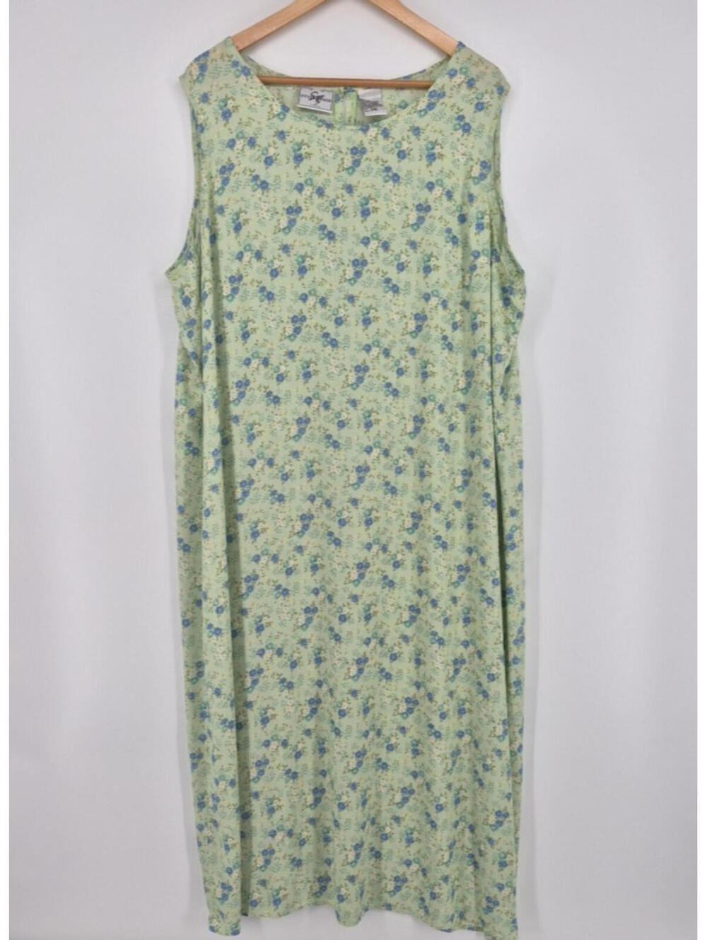 Floral Maxi Dress Women's Plus Size 24W Wide Strap Green Floral Summer Casual